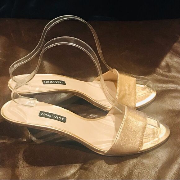 Nine West Slip on mules sandals heels bronze - Picture 1 of 7